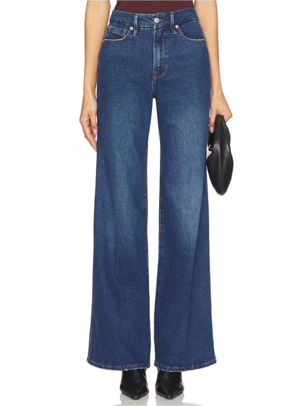 Good American Good Skate High Rise Wide Leg Jeans Medium Wash Size 27